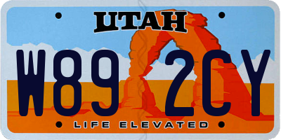 UT license plate W892CY