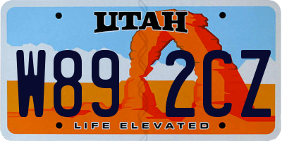 UT license plate W892CZ
