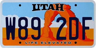 UT license plate W892DF