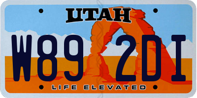 UT license plate W892DI