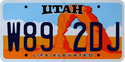 UT license plate W892DJ