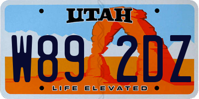 UT license plate W892DZ