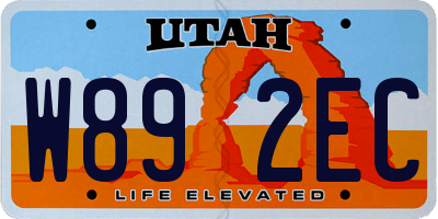 UT license plate W892EC