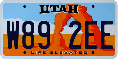 UT license plate W892EE