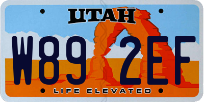 UT license plate W892EF