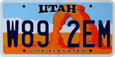 UT license plate W892EM