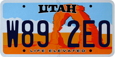 UT license plate W892EO