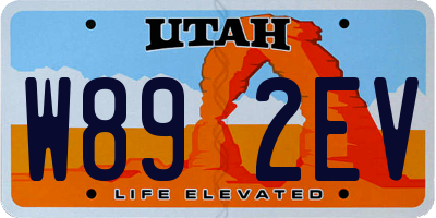 UT license plate W892EV