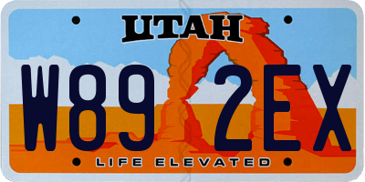UT license plate W892EX
