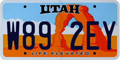 UT license plate W892EY
