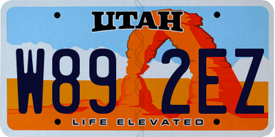 UT license plate W892EZ