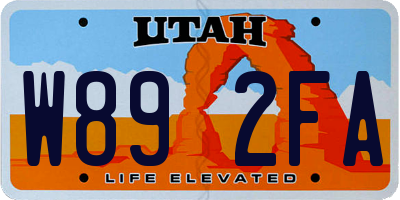 UT license plate W892FA