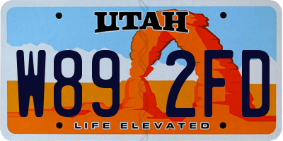 UT license plate W892FD