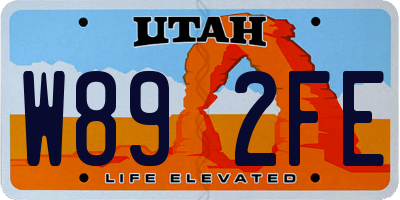 UT license plate W892FE