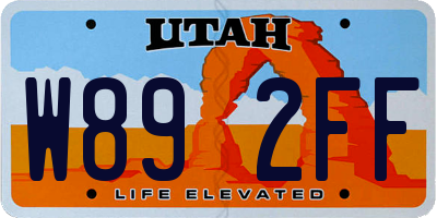 UT license plate W892FF