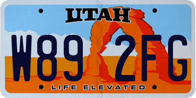 UT license plate W892FG