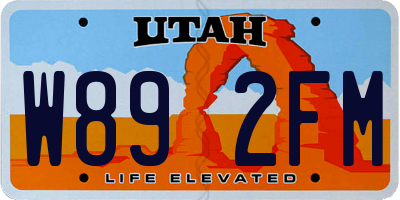 UT license plate W892FM