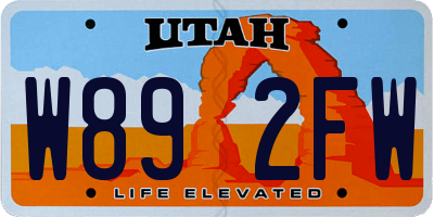 UT license plate W892FW