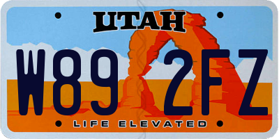 UT license plate W892FZ