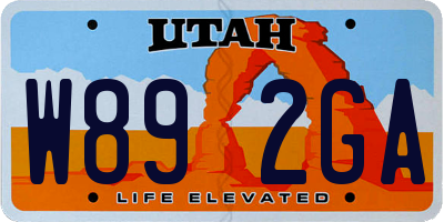 UT license plate W892GA