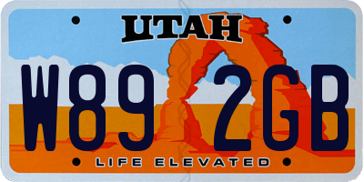 UT license plate W892GB