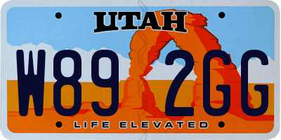 UT license plate W892GG