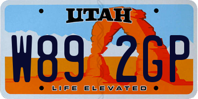UT license plate W892GP