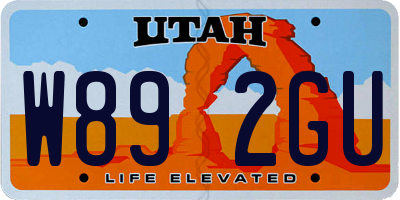 UT license plate W892GU