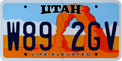 UT license plate W892GV