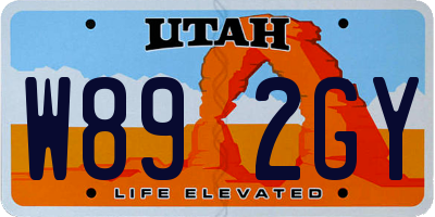 UT license plate W892GY