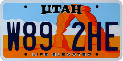 UT license plate W892HE