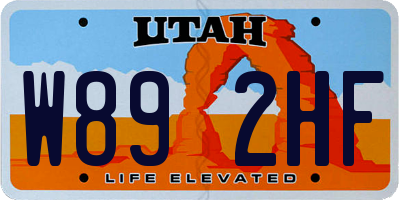 UT license plate W892HF