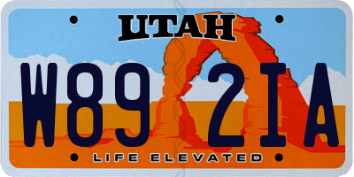 UT license plate W892IA