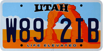 UT license plate W892IB