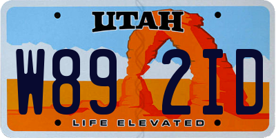 UT license plate W892ID