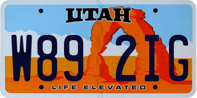 UT license plate W892IG