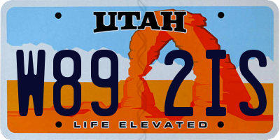 UT license plate W892IS