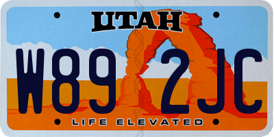 UT license plate W892JC