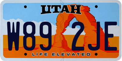 UT license plate W892JE