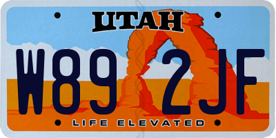 UT license plate W892JF