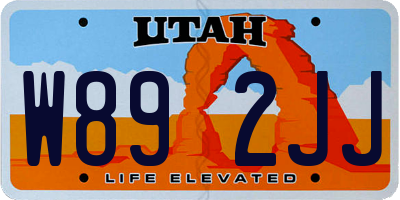 UT license plate W892JJ