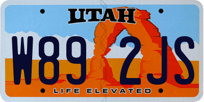 UT license plate W892JS