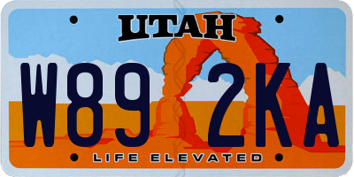 UT license plate W892KA