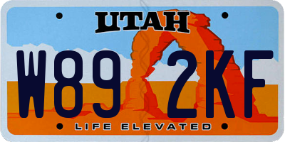 UT license plate W892KF