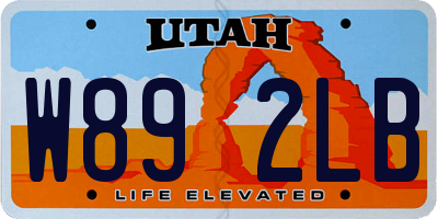 UT license plate W892LB