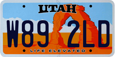 UT license plate W892LD