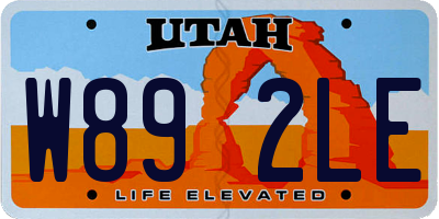 UT license plate W892LE