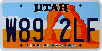 UT license plate W892LF