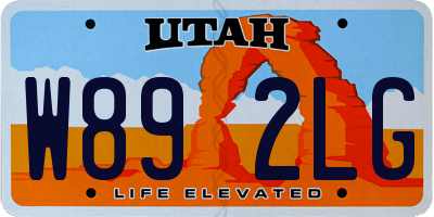 UT license plate W892LG