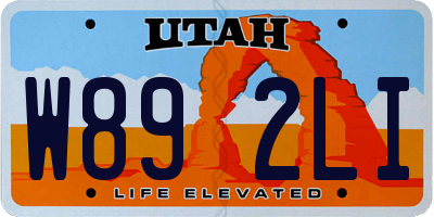 UT license plate W892LI